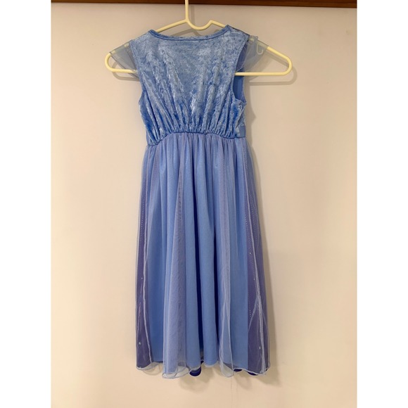 Disney Frozen II Elsa Nightgown Girls Size 6/6X Blue Velvet Tulle Gown - Picture 3 of 7